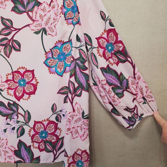 Talbots Floral Print Long Sleeve Keyhole Back Blouse Size XL - Picture 2 of 6